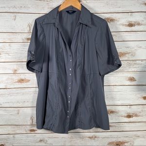 Reitman’s Navy Blue/ Grey Button up Blouse Size 16